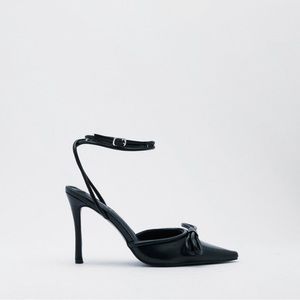 Nasty Gal Faux Leather Bow Strappy Court Heel